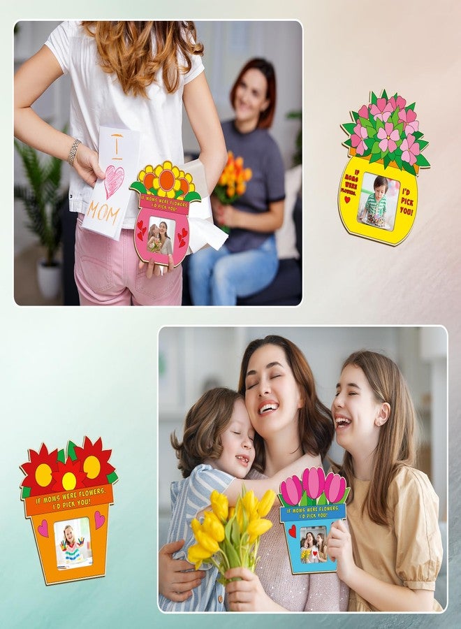 Vercraft 12 Sets Mother's Day Wood Picture Frame Craft for Kids Color Your Own Mother's Day Craft DIY Coloring Flower Picture Frame for Mom Gift Classroom Tabletop Home Decor - Image 4